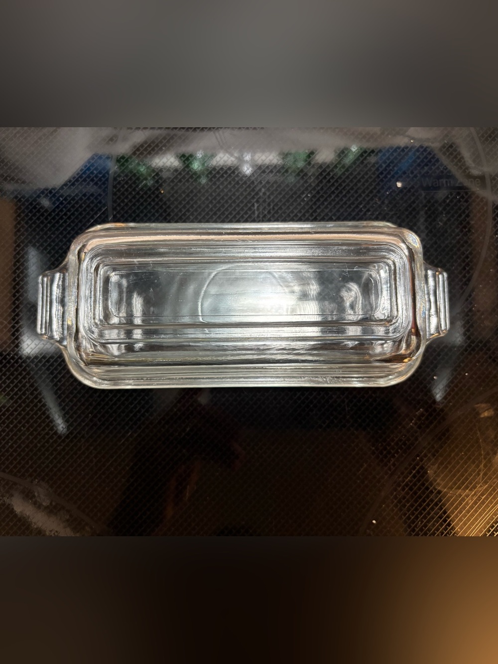 Vintage Art Deco Glass Butter Dish EUC